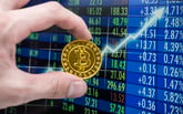 Golden bitcoin coin representing the electronic currency