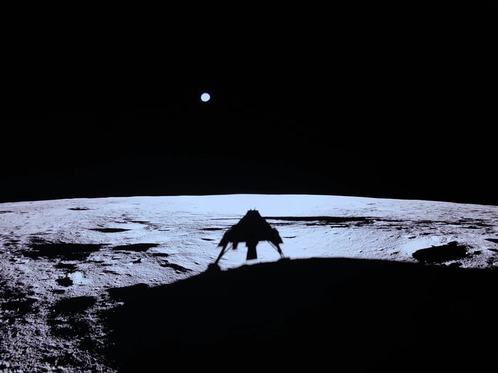 Firefly Blue Ghost shadow on the moon.