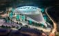 SoFi Stadium aerial view with SoFi logo on top