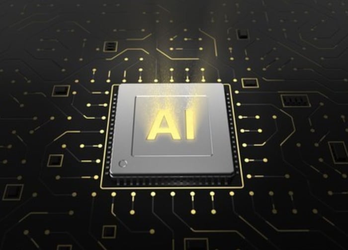 Semiconductor with "AI" superimposed on it.