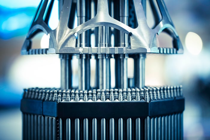 Close up of nuclear reactor control rod.
