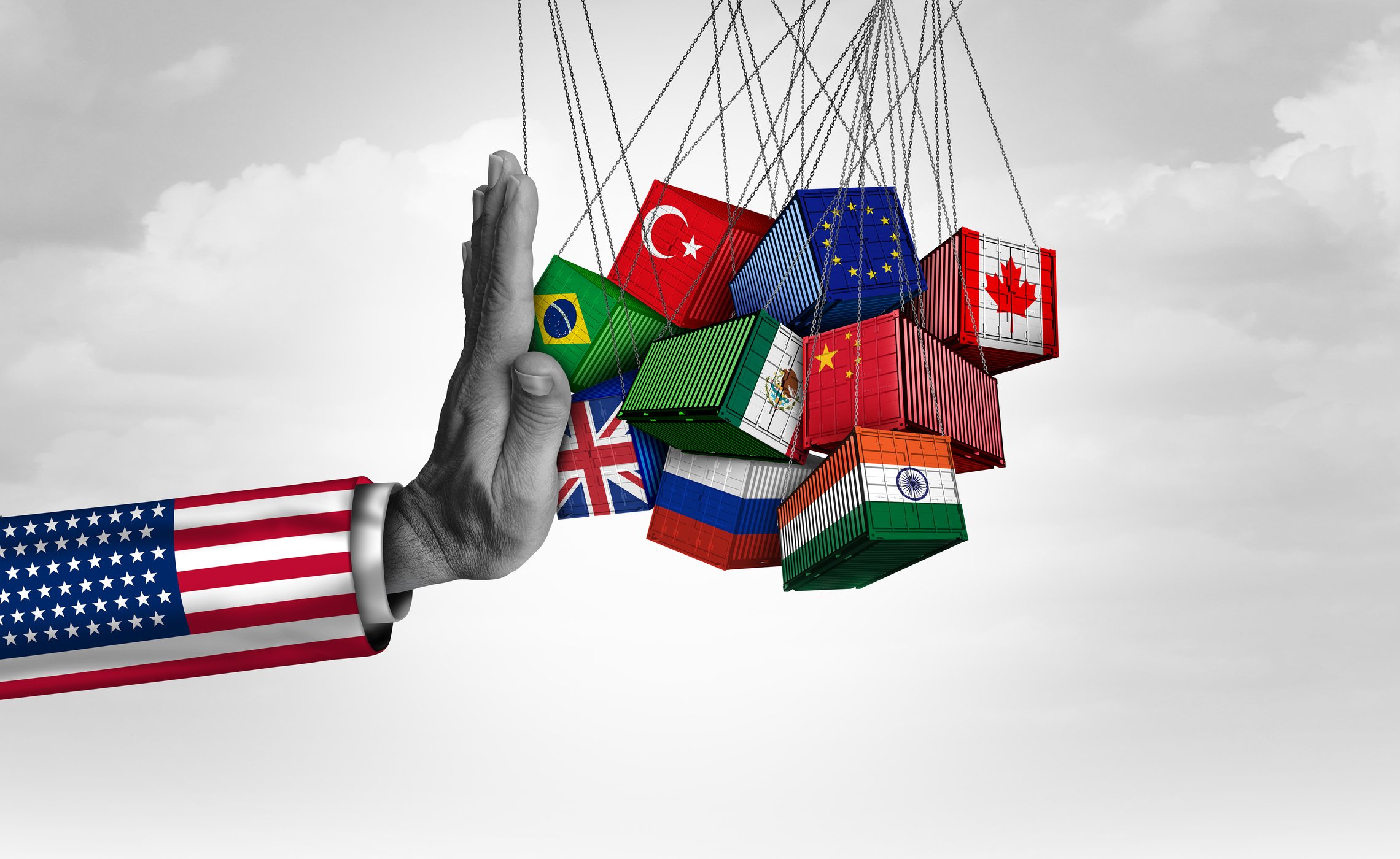 American hand blocking international trade containers 2206281674