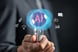 Man holds a lightbulb with AI bubble inside.