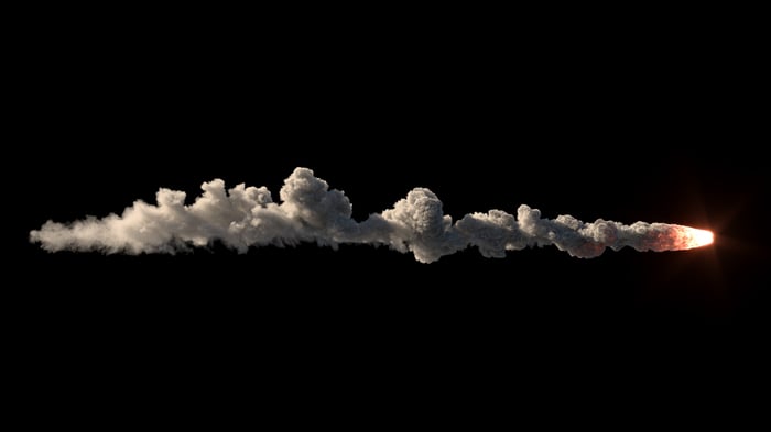 A rocket on its trajectory.