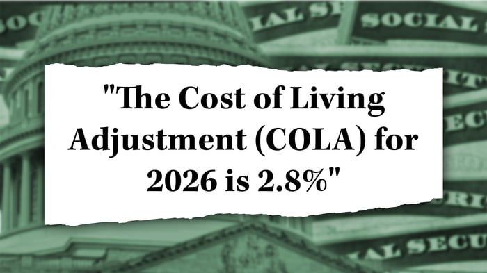 An illustration saying "The Cost of Living Adjustment for 2026 is 2.8%"