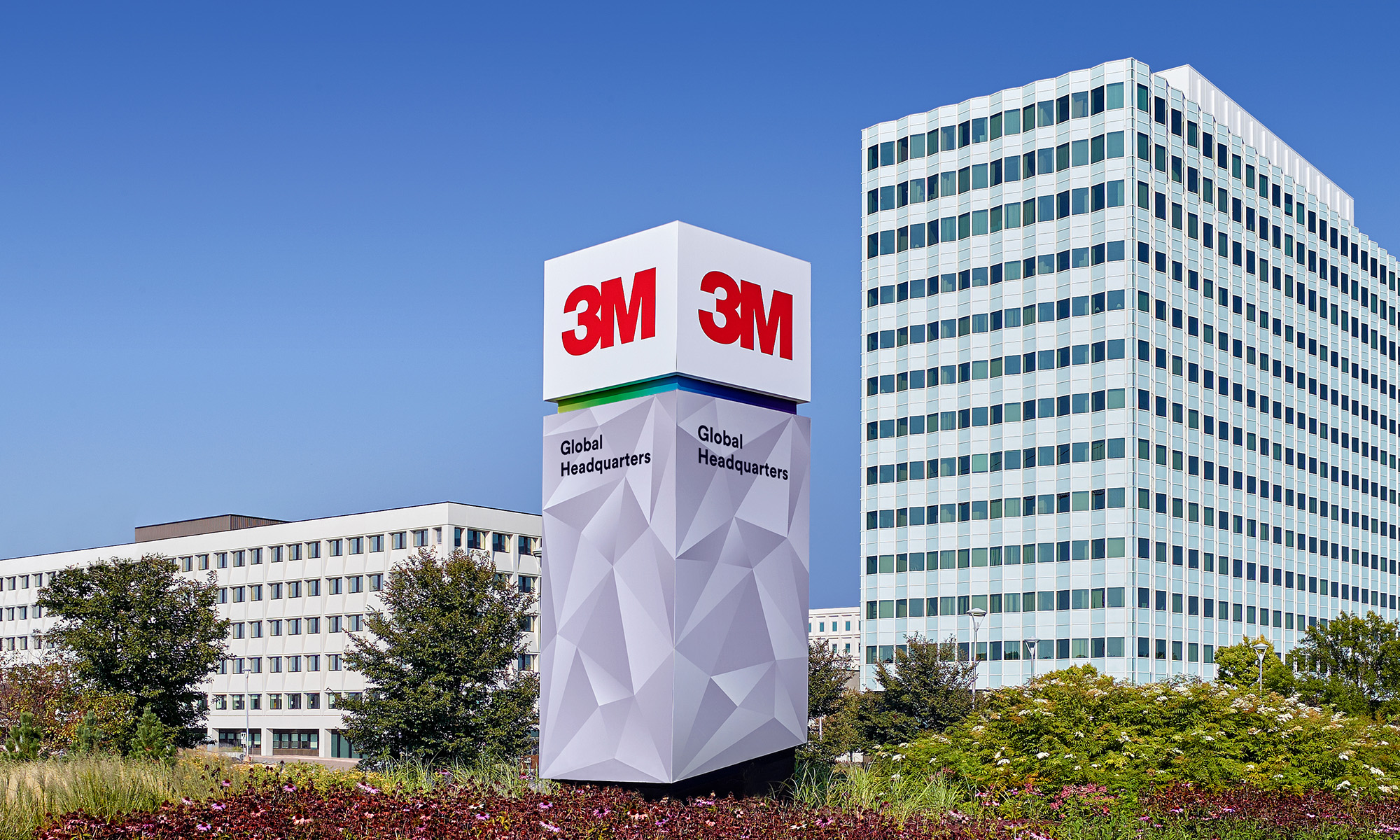 monument with _3M logo with headquarters in background_3M_