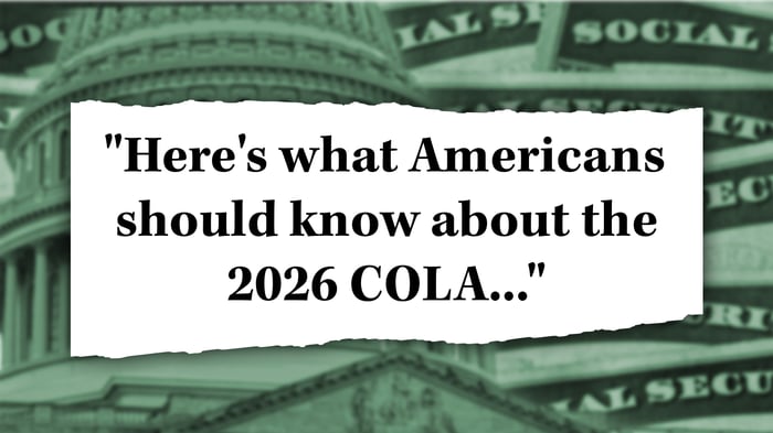 Social Security COLA announcement against a background comprised of the Capitol building and Social Security cards.