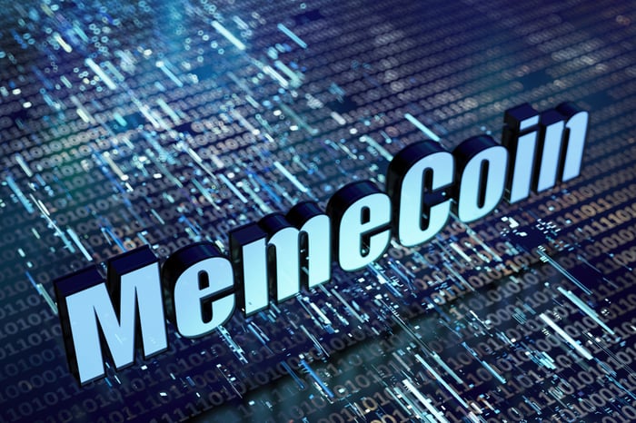 Meme Coin displayed over stock chart.