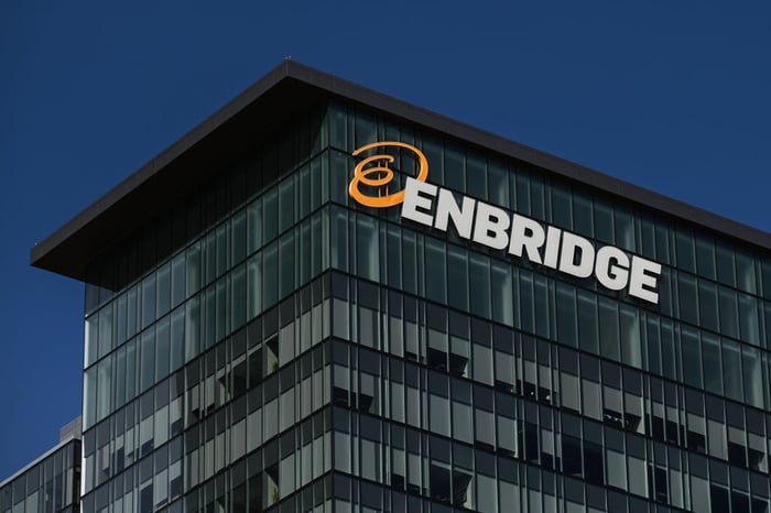 Enbridge's logo on a building.