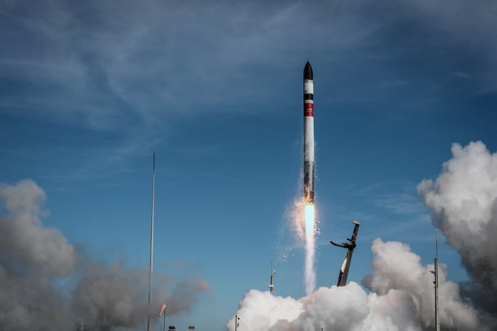 Image shows Rocket Lab's Electron launch vehicle.