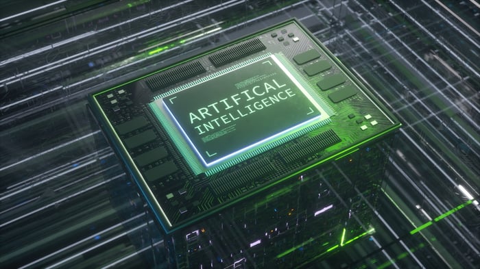 A chip that has the word artificial intelligence on it.