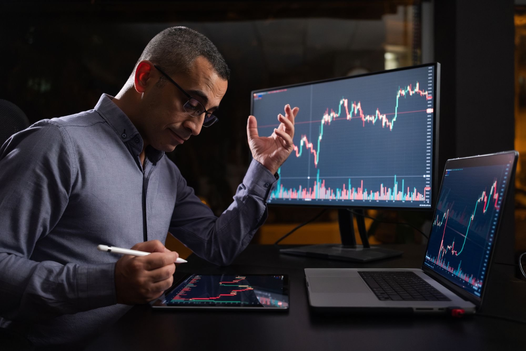 Confused person looking at a chart