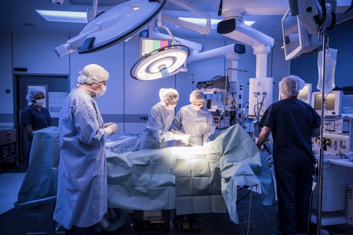 Surgeons in an operating room.