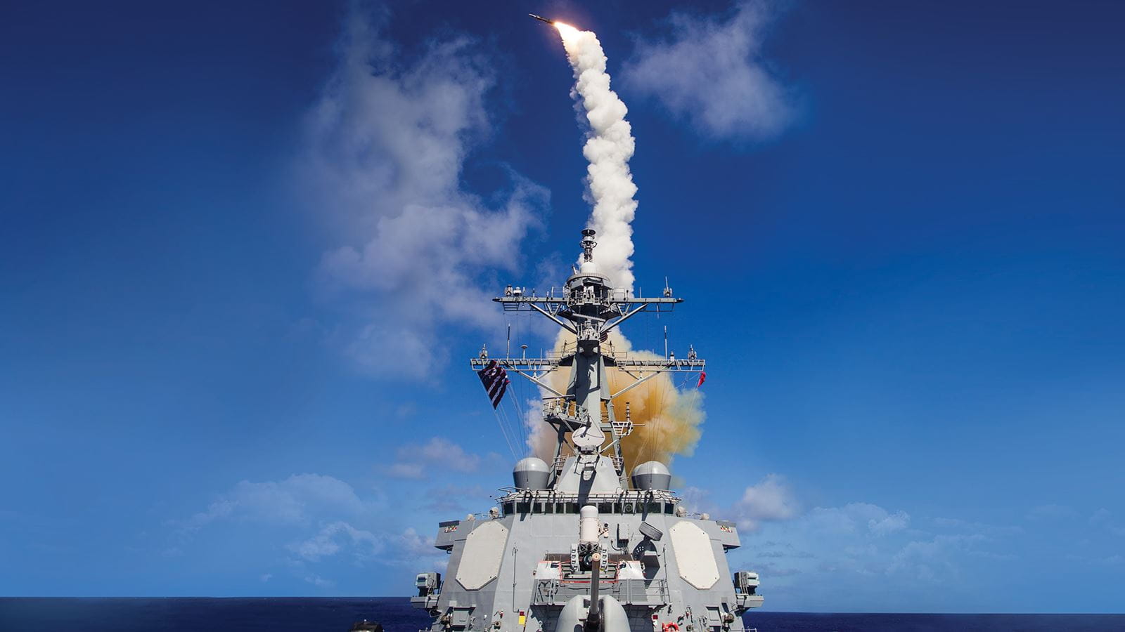 SM-6 missile launch from a warship. IS RTX Corporation.