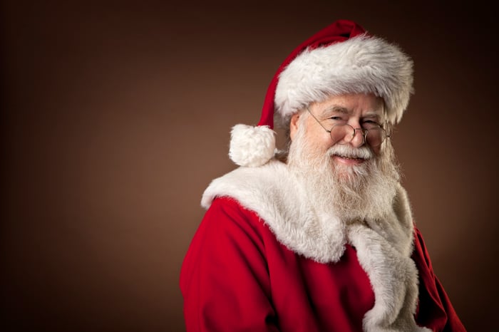Santa Claus smiling.