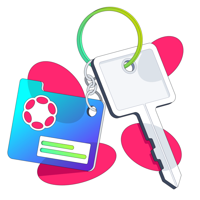 Polkadot logo on a keychain.