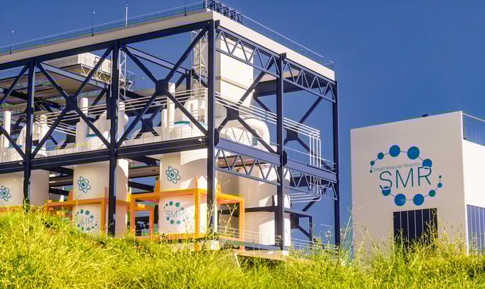 A nuclear power plant with SMRs. 