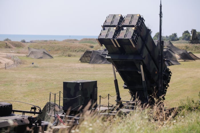 Patriot missile battery.