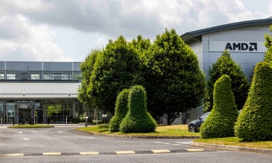 AMD Ireland headquarters with sign with AMD logo on outside_AMD_Advance