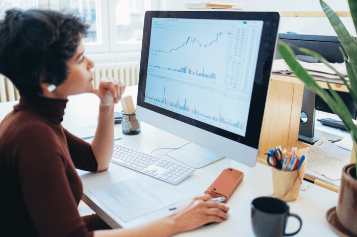 An investor studying a stock chart.
