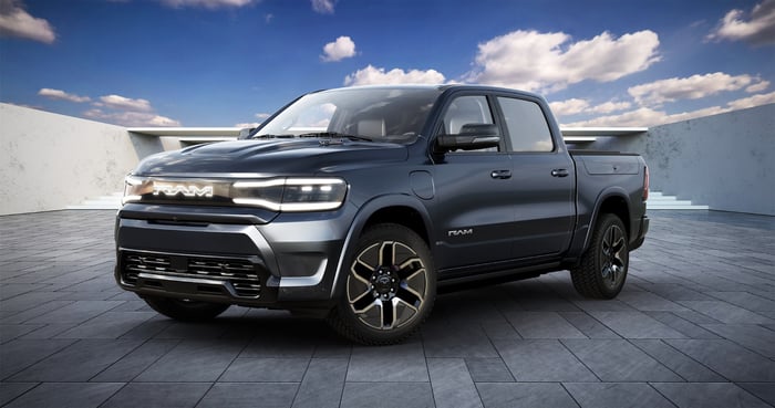 The prototype electric Ram pickup truck, which will not be produced. 