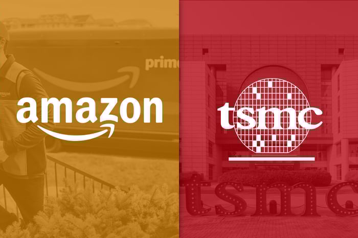 Amazon and TSMC's logos side-by-side.