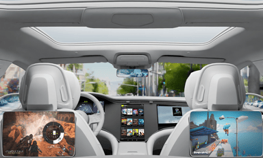nvidia software in a vehicle to showcase automotive technology