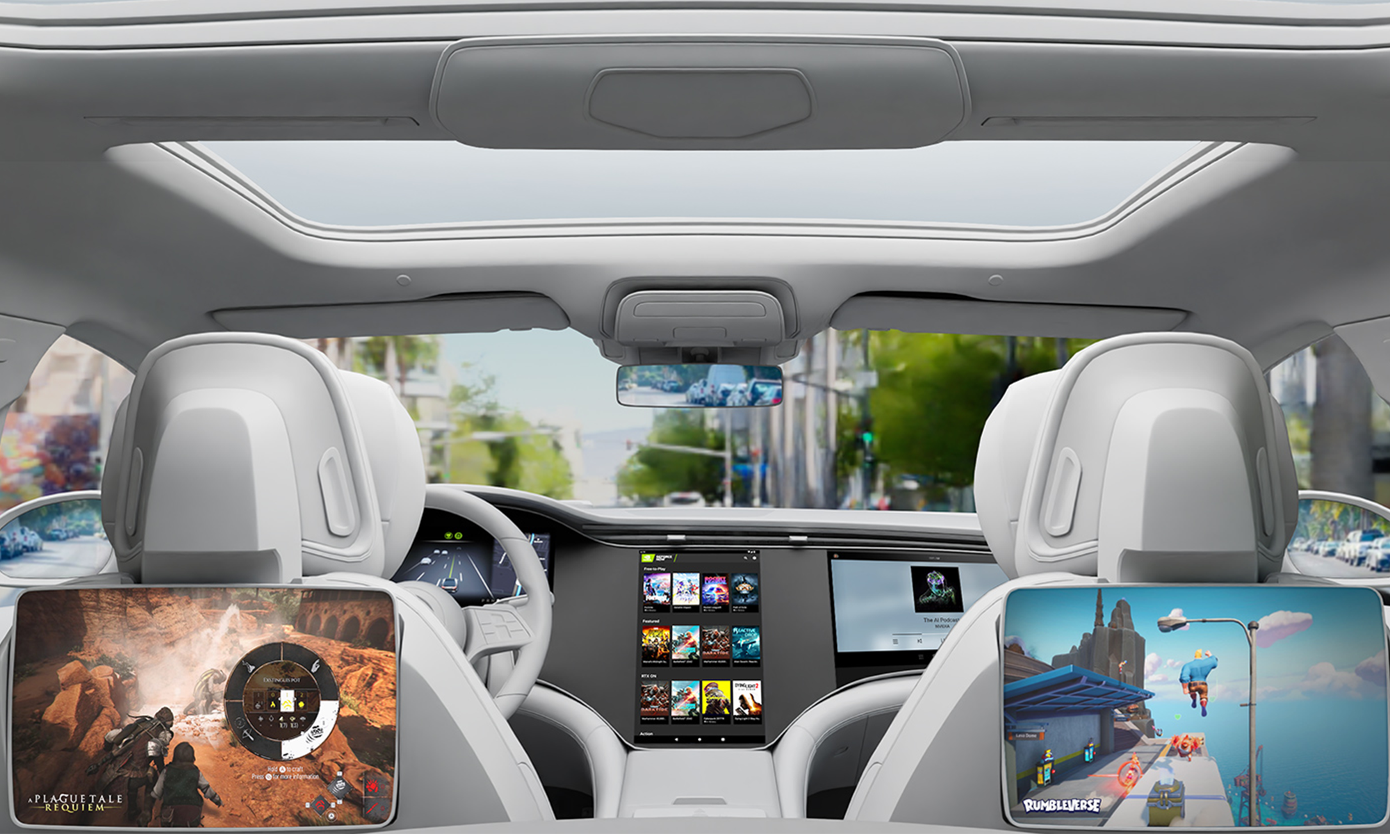 nvidia software in a vehicle to showcase automotive technology