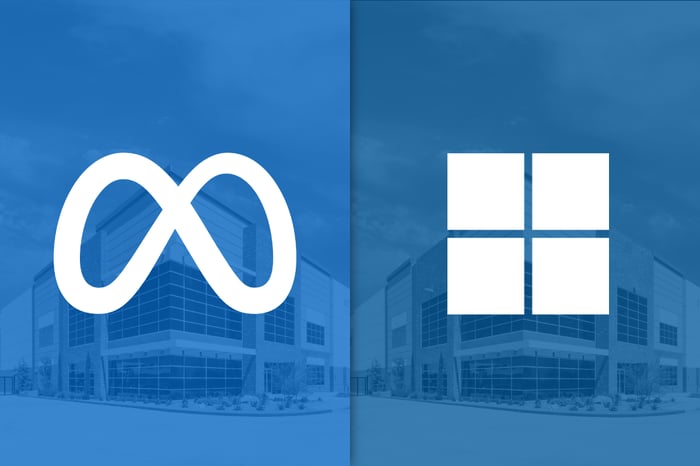 Meta and Microsoft logos side by side.