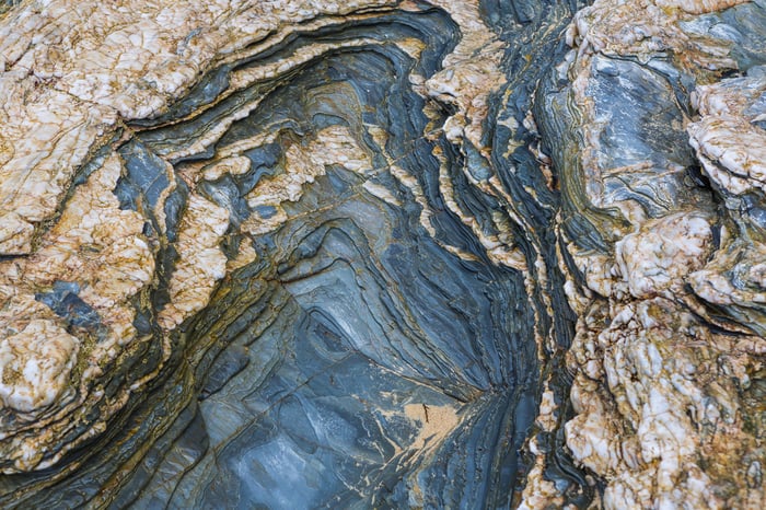 A geologic formation, seen form directly above.