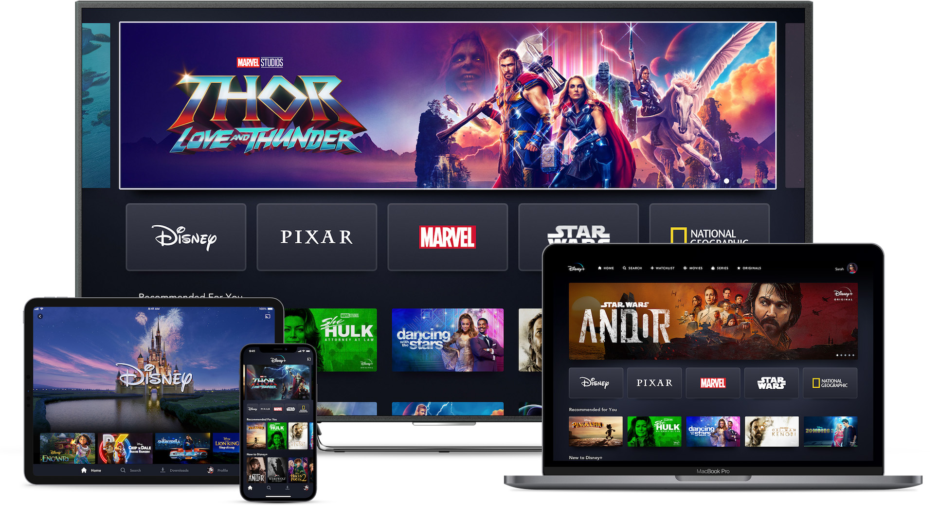 disney + plus landing page on multiple devices