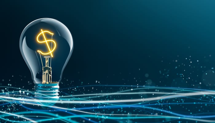 A light bulb with a dollar sign inside it.