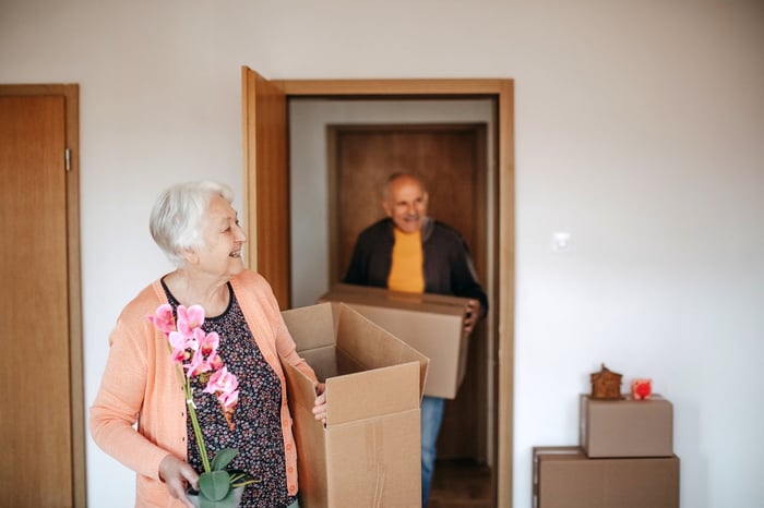 People moving into a new home. 