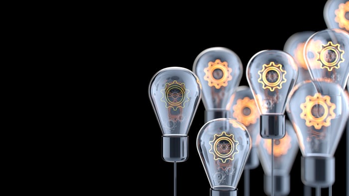 Lightbulbs with gears in them. 