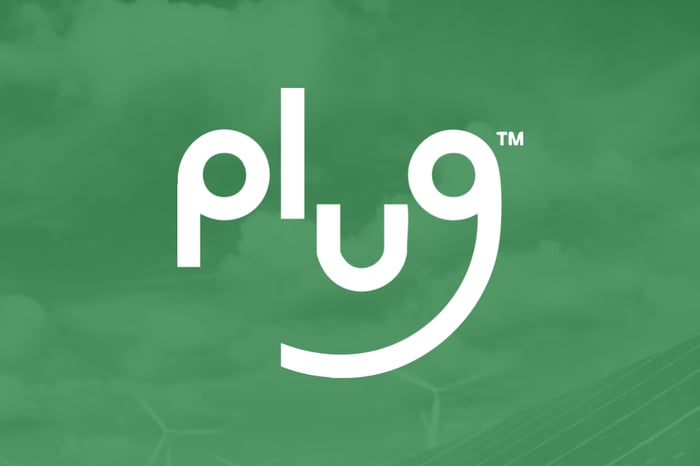 Plug Power logo over green background.