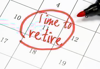 Time to retire written in red marker and circled on a calendar