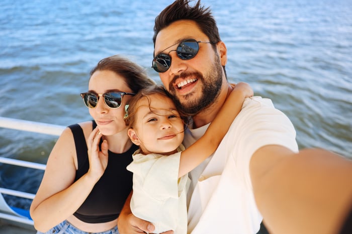 A family of three on a cruise together.