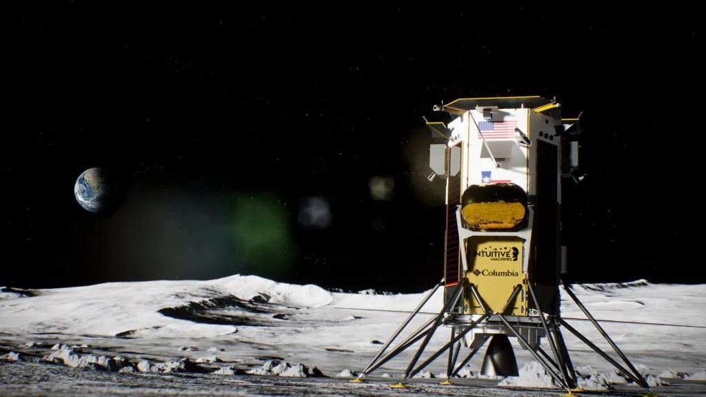 Artist's conception of Intuitive Machines Nova-C lander on the moon. IS NASA