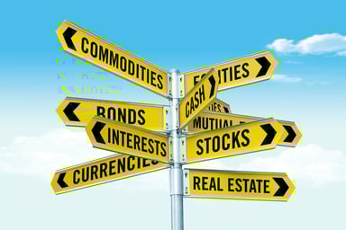 Getty - kinds of investing categories sign commodities stocks real estate currency bonds
