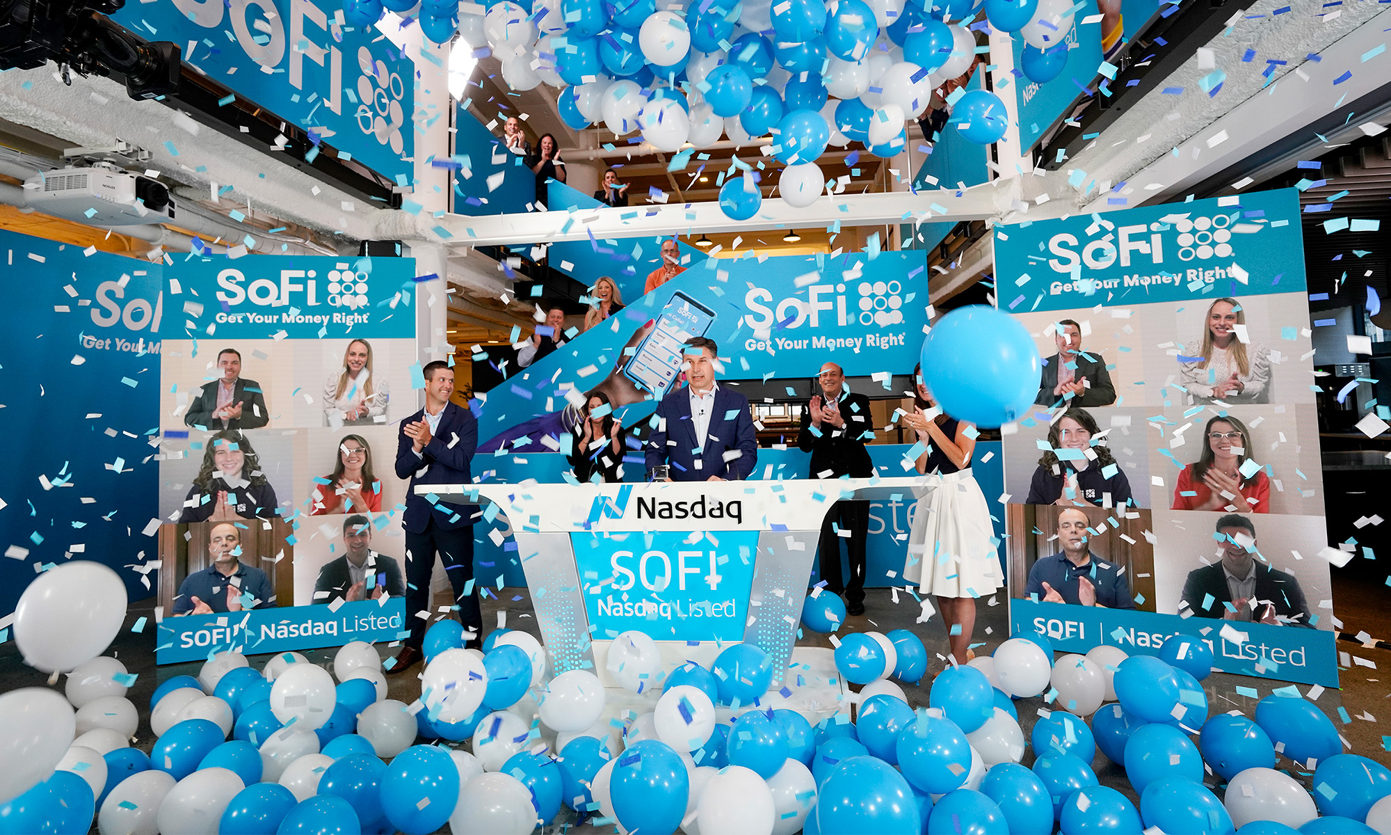 SoFi NASDAQ Listing image of day that SoFi was listed