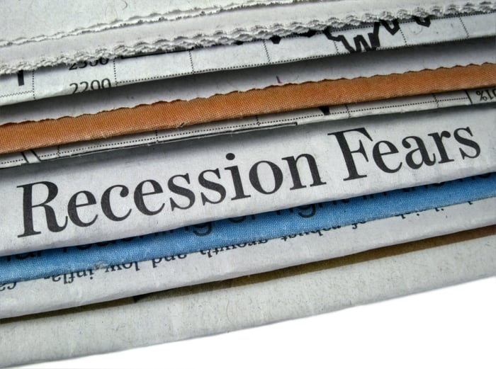 "Recession Fears" headline on a newspaper.