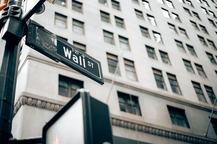 A Wall Street sign. 