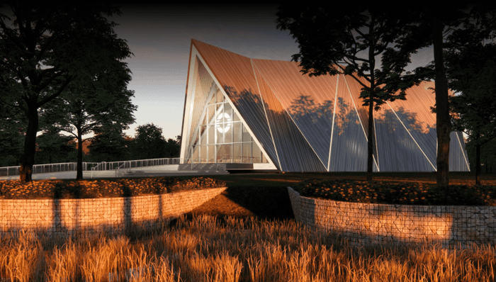 A rendering of an Oklo Aurora powerhouse. 