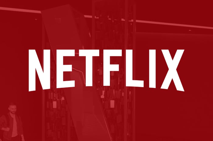Netflix branding on red filter.