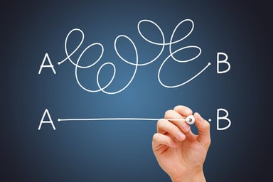 23_05_01 A hand drawing two lines, one twisted, complex, and confusing and the other straight and easy to understand _MF Dload