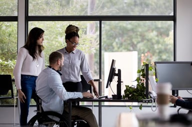 meeting office business group wheelchair disability