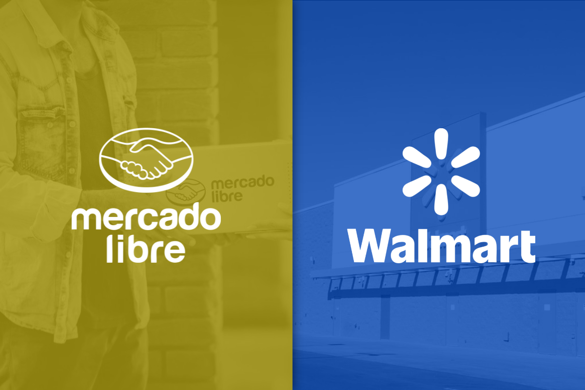 MercadoLibre and Walmart logos over company images.
