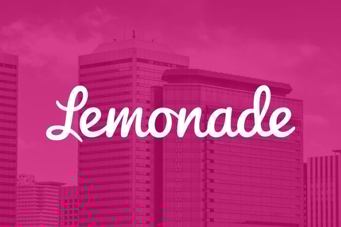 Lemonade logo on top of building image.