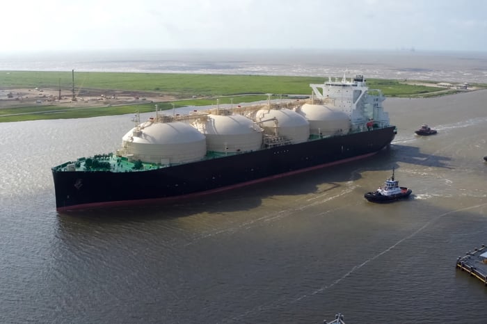 An oil tanker. 
