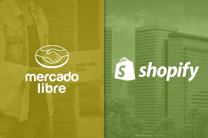 MercadoLibre and Shopify logos. 